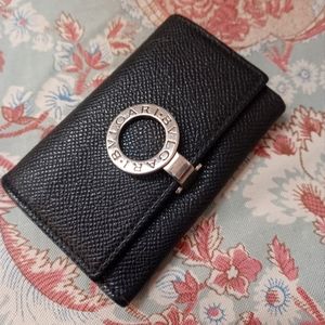 BVLGARI Clip Coin Key Case Black Leather